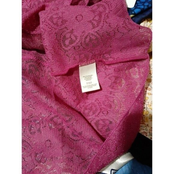 Intimately Free People Women's Raspberry Pink Lace Floral Sexy Tank Top Sz Small - Picture 7 of 7